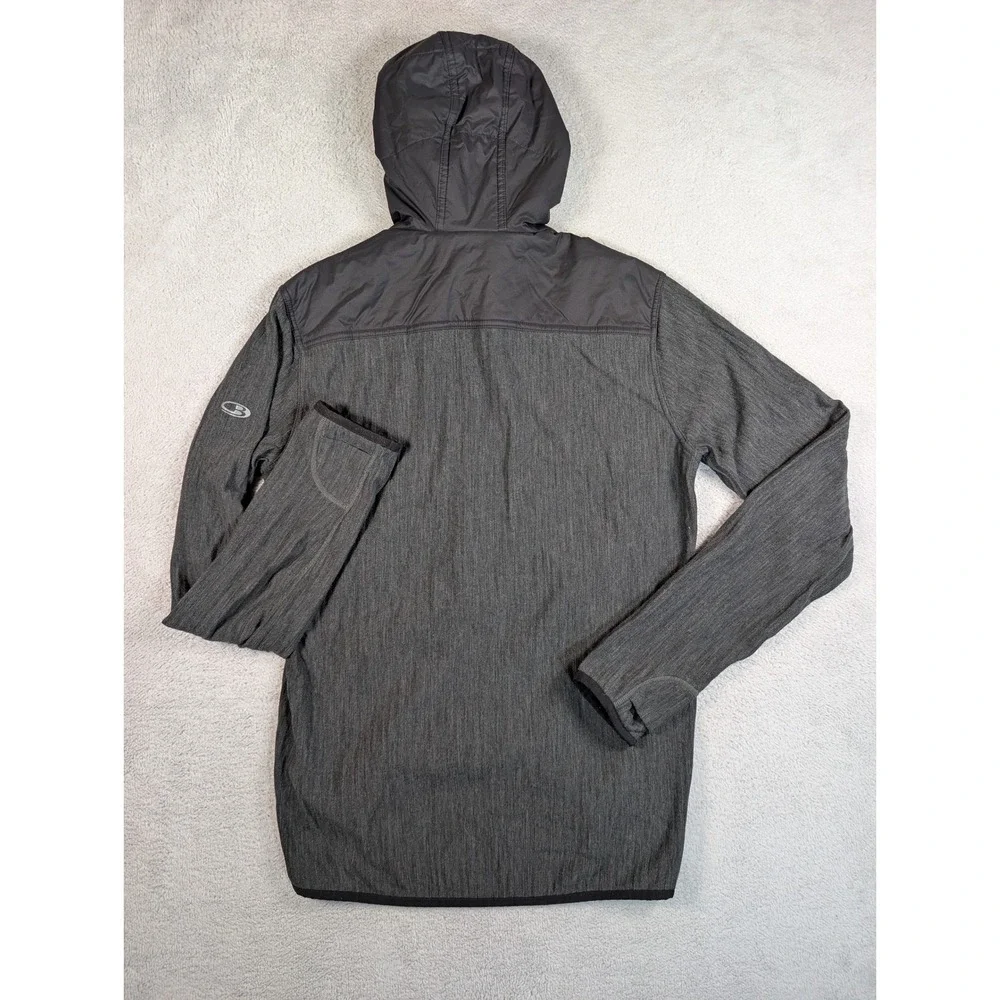 Icebreaker Descender Merino Wool Hybrid Half Zip Hoodie Gray Mens Medium